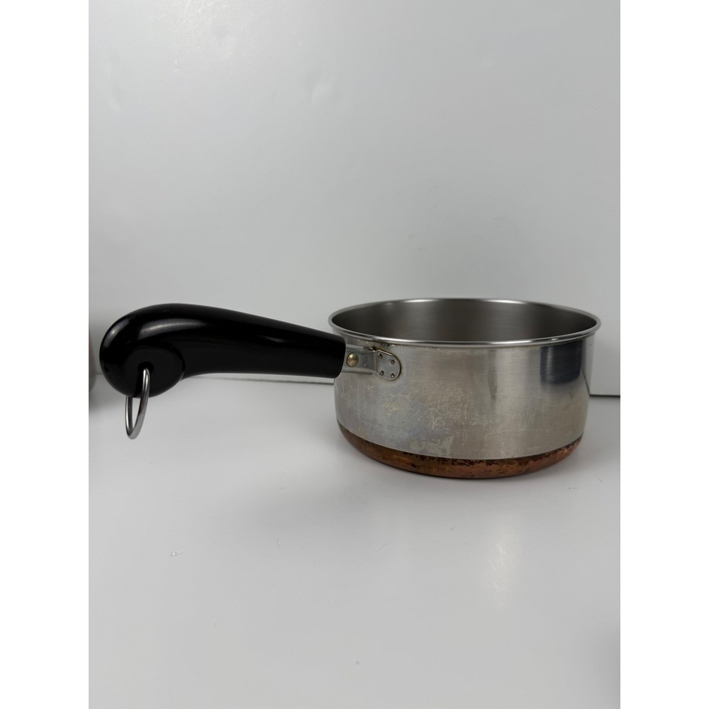 Vintage Revere Ware 2 Qt Saucepan Copper Bottom Stainless Steel Pot Clinton IL